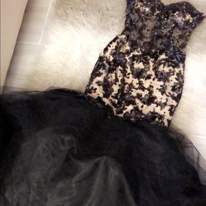 Formal/prom dress mesh nude/black crystals mermaid